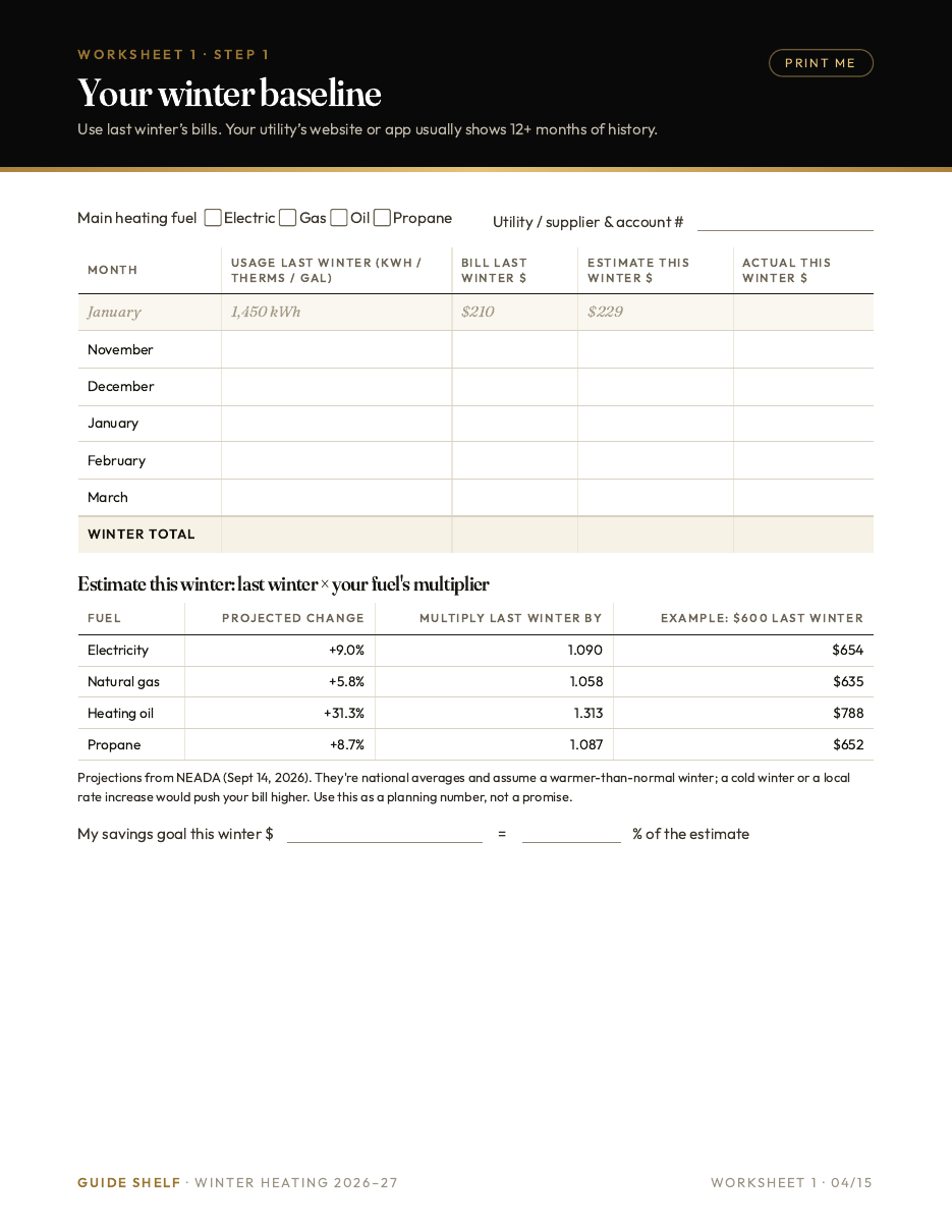 Printable worksheet: winter baseline with fuel multipliers