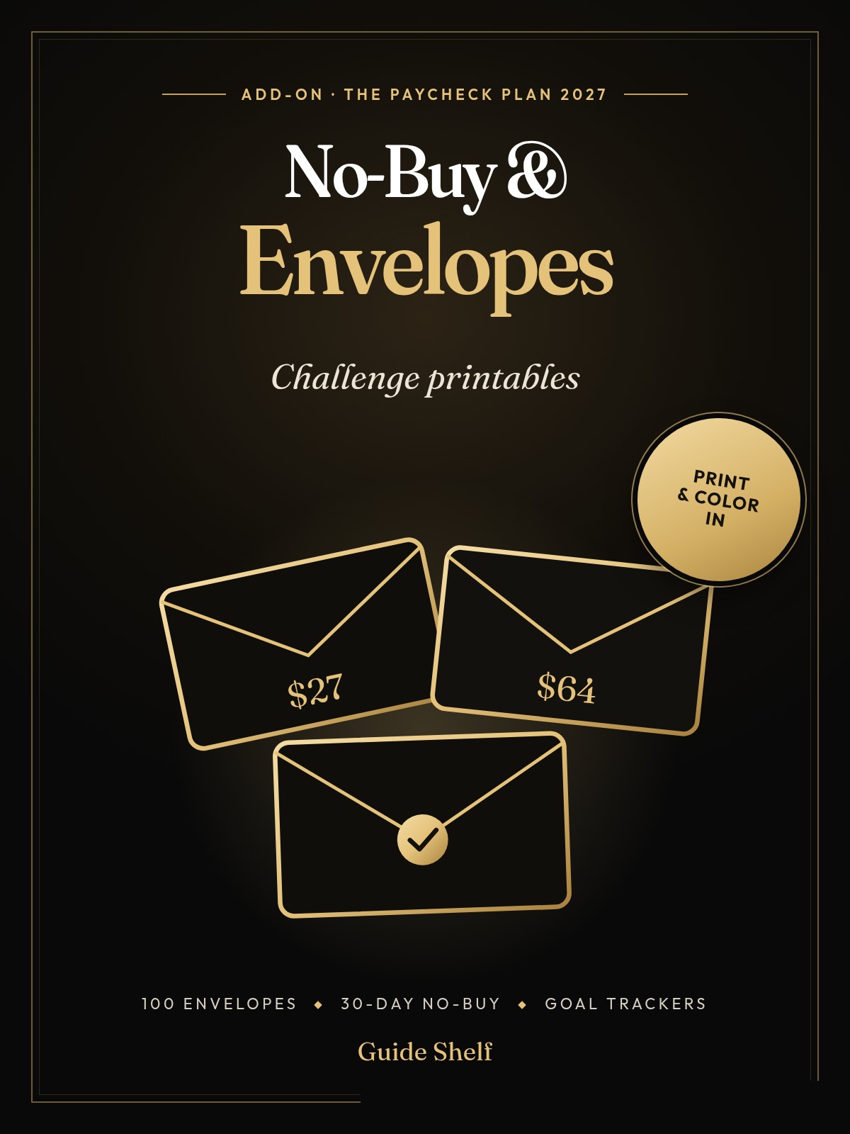 Cover of the No-Buy and Envelope Challenge Printables add-on